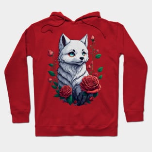 White Foxy Among the Roses Hoodie